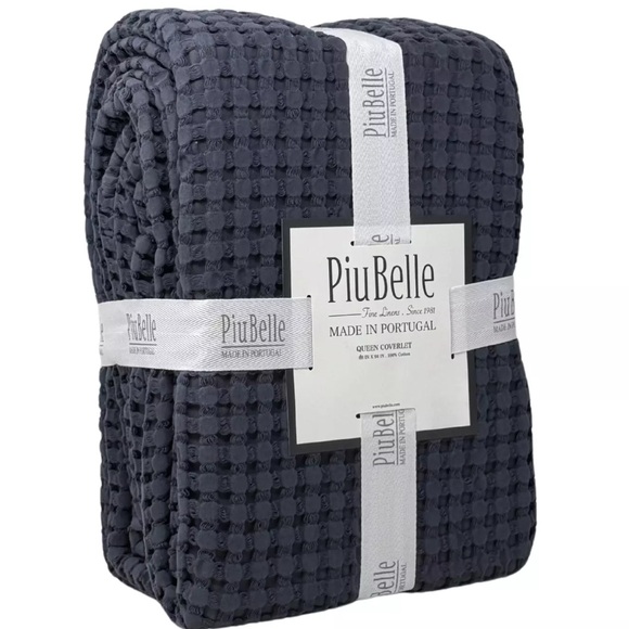 PiuBelle Portugal QUEEN Cotton French Blue Luxury Coverlet Bedspread Blanket NEW - Picture 2 of 2